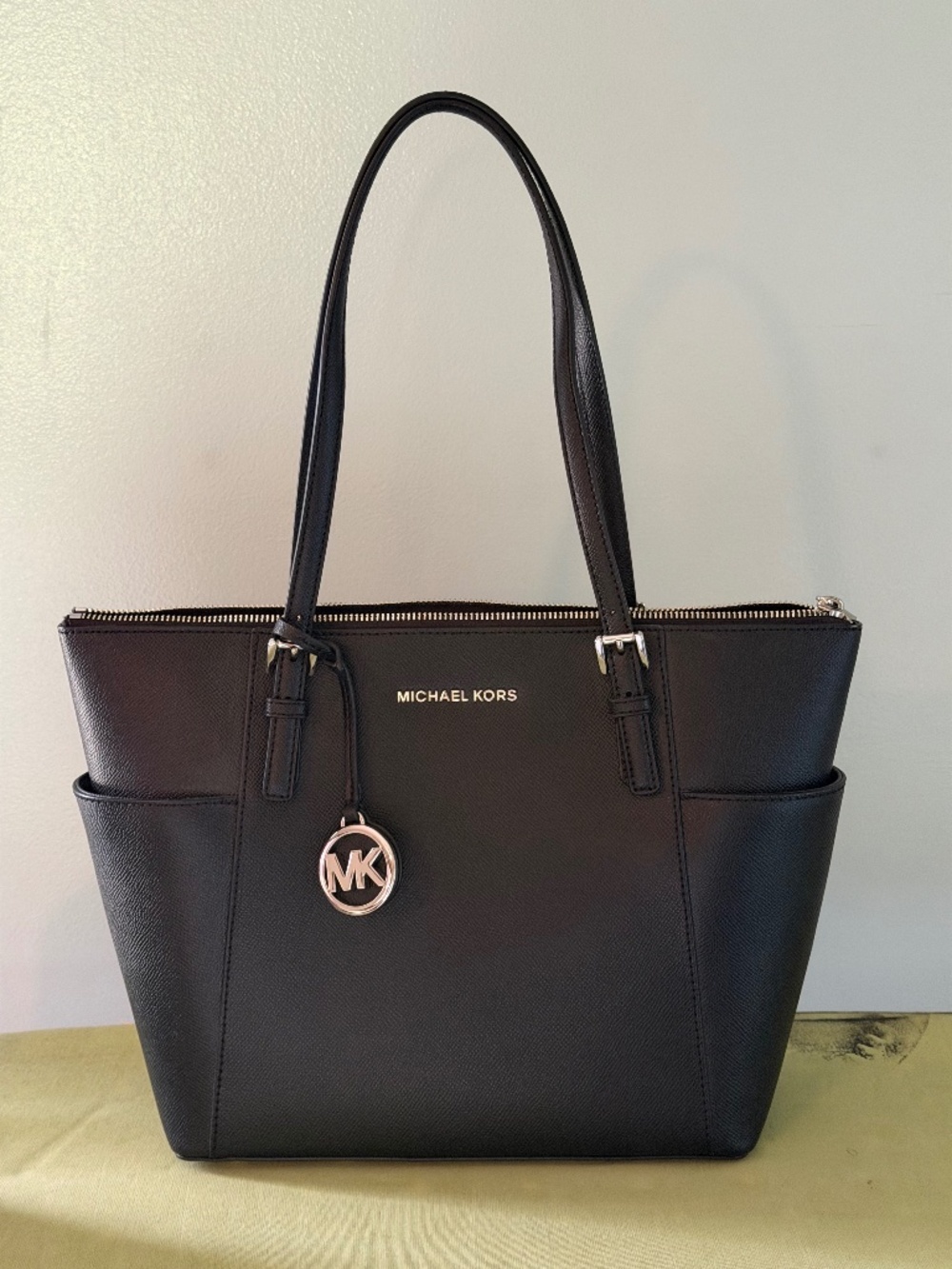 Michael Kors Jet Set Travel Black Saffiano Leather Tote Bag
